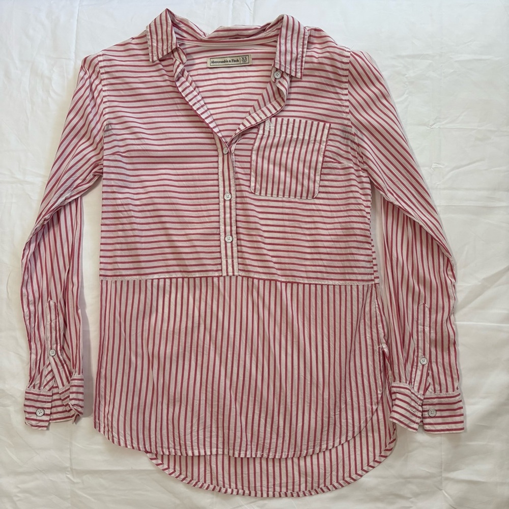 Abercrombie & Fitch Red and White Striped Shirt